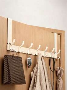 1pc Space-Saving Over-The-Door Hook, Multi-Hook Design, Suitable For Bathroom, Kitchen, Living Room And Bedroom, Wall-Mounted Coat Rack, No-Drill Installation, Multi-Purpose Hook, Multi-Functional Storage Tool - Multicolor - View 14