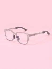 1 Pair Kids Fashion Dual-Color Silicone Non-Prescription Glasses, Suitable For 3-12 Years Old Boys And Girls, Versatile Style, Personalized Photo Posing, Comfortable And Ultra-Lightweight - Grey - View 7