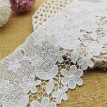 1碼鏤空刺繡蕾絲飾邊，水溶性花卉蕾絲，刺繡蕾絲服飾配件，衣物與家居紡織裝飾 - 白色 - 查看 3