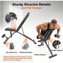 Adjustable Incline Weightlifting Platform – 660 LB Sit-Up Press With Leg Extension, Foldable Strength Training Equipment For Home Fitness Enthusiasts - Black - View 10