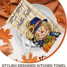2/4/48pcs Halloween Series Scarecrow Pumpkin Pattern Printed Kitchen Towels - Ultra Soft, Highly Absorbent Polyester Tablecloths And Hand Towels, Perfect For Holiday Decor, Kitchen Decor, Party Decor. - Multicolor - View 8