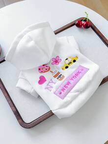 PETCIRCLE 1PC Pet Clothes Small Dog Puppy Cat Cute Pet Minimalist Solid Color Versatile Windproof Warm New York Element Sweatshirt - White - View 13