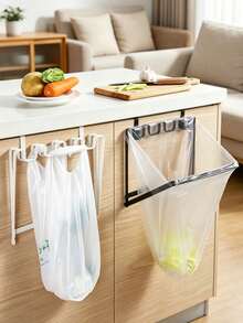1pc Foldable Trash Bag Holder Stand Minimalist Hanging Plastic Bag Organizer Rack Kitchen Storage Shelf Space-Saving Portable Wall Mount Easy Installation Without Drilling Bathroom Home Organization Accessories - Multiple Styles - View 6