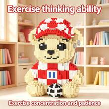 This 2280-Piece Building Block Soccer Bear Is Cute And Adorable, Making It A Perfect Gift And An Excellent Choice For Couples And Parents. The Assembly Difficulty Is High. It's A Perfect Gift For Christmas, Halloween, And The Back-To-School Season. - Multicolor - View 3