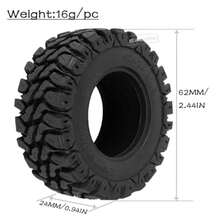 RcarmumbWow RC - Llantas Beadlock de 1.2 pulgadas, 62 x 24 mm, para 1/18 Trx4 m, 1/24 SCX24 FCX24 RC Crawler Car, neumáticos de goma suave pegajosa de 1.2 pulgadas, 4 unidades - Estilo B 4pcs - Ver 6