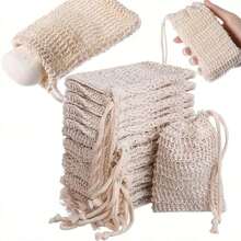 1/3PCS Natural Cotton Mesh Drawstring Soap Storage Bags, Reusable Breathable Soap Pouches, Suitable For Home Bathing, Travel Portable Storage, Daily Bathroom Washing, Gym Shower, RV Camping, Business Hotel Stay, Handmade Cold Process Soap Packaging; Premium Natural Cotton Hollow Woven Mesh Fabric, Soft Texture With Moderate Roughness - Multicolor - View 1
