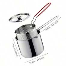 Stainless Steel Mini Fryer Basket, Compact And Easy To Use, Durable And Easy To Clean, Perfect For Making French Fries, Fish Fillets, Chicken, Essential For Home Kitchen, Great For Quick Soaking And Frying French Fries, Potato Wedges, Fish And Chicken - Essential Kitchen Tool For Home Cooking - View 10