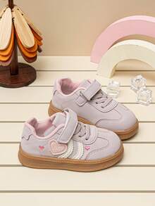 Spring/Autumn New Girls' Casual Sports Shoes | Hook And Loop Convenient Design | Lightweight Non-Slip Soft Sole | Baby School Style Flat Sneakers - Purple - View 1