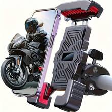 Dudukan Ponsel Motor - Aksesori Stang ABS Tahan Lama dengan Pegangan Merah dan Penjepit yang Dapat Diatur untuk Pemasangan Smartphone yang Aman di Sepeda Motor | Dudukan Ponsel Kokoh | Desain Penjepit yang Dapat Diatur | Dudukan Ponsel Sepeda | Dudukan Ponsel Stang Sepeda Motor dan Sepeda dari Baja Tahan Karat - Pegangan Aman untuk Ponsel 4,7-7 Inci dengan Bantalan Silikon Anti Selip dan Desain Tabung Logam Tahan Lama - MultiWarna - View 9
