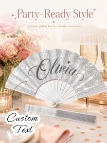 Customized Name Hand Fan, Foldable Paper Wedding Fan, Personalized Wedding Favor, Wedding Reception Fan, Bridesmaid Accessory, Birthday Party Fan - Multicolor - View 5