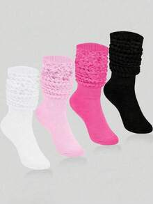 1/3/6/10 Pairs Random Candy Color Women Long Socks, Thin Loose Knit Crew Socks For Spring Summer Autumn, Comfortable Breathable Versatile, Suitable For Hiking, Back To School, Halloween, Christmas And Other Occasions, Warm And Cozy - Multicolor - View 24