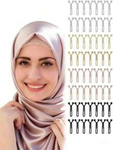 56 Pcs Women's Muslim Hijab Pins, Exquisite Scarf Safety Pins 4 Colors Hijab Clips Strong Grip Pearl Brooch For Women's Scarves Wedding Dress Shawl - Multicolor - View 4