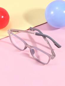 1 Pair Kids Fashion Dual-Color Silicone Non-Prescription Glasses, Suitable For 3-12 Years Old Boys And Girls, Versatile Style, Personalized Photo Posing, Comfortable And Ultra-Lightweight - Grey - View 4