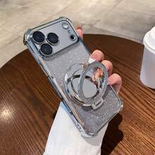 Order & Follow Store To Get Free Lanyard, Four-Corner Glitter Anti-Drop Phone Case + Lens Protector / Glitter Mirror Stand Phone Case + Hand Strap Phone Case, Compatible With Apple 17 Pro Max/16 Pro Max/15 Pro Max/14 Pro Max/13 Pro Max/12 Pro Max/11 Pro Max/XS Max/7/8 Plus, S26/25/24/32/1U, 17 Series, Honor 600 Series, P70/65/43/0 Series, - Silver - View 3