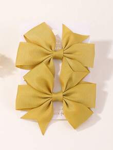 bilicaca 2pcs Girls Bow Decor Alligator Hair Clip Untuk Hiasan Rambut - Kuning - View 5