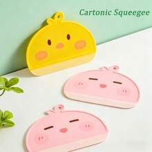 1pc Yellow/Pink Cartoon Squeegee For Glass, Bathroom, Toilet, Sink Countertop Cleaning Tool, Mirror Scraper - Multi-color - View 2