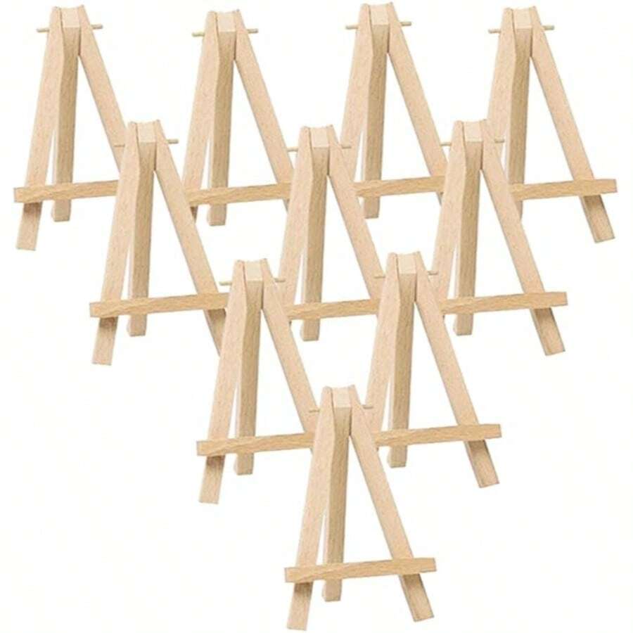 10pcs Mini Wooden Desktop Easel Set, Suitable For Displaying Wedding Place Cards, Party Table Numbers, Photos And Signs, No Assembly Required, Foldable - A - View 1