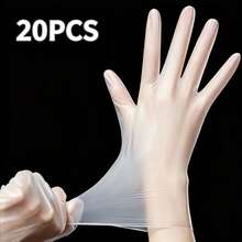 Disposable Vinyl Gloves 4/20/50/100pcs, Transparent Latex-Free Powder-Free, Waterproof Oil-Resistant Soft Gloves, Suitable For Food Preparation, Dishwashing, Kitchen Cleaning, Beauty Salon Hair Dyeing, Pet Bathing, Daily Home Use, No Packaging Box - Semi-transparent White - View 9