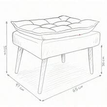 Puff Luxo Banqueta Decorativo Pés Palito Sala de Estar Recepção - Cinza - Visão 6