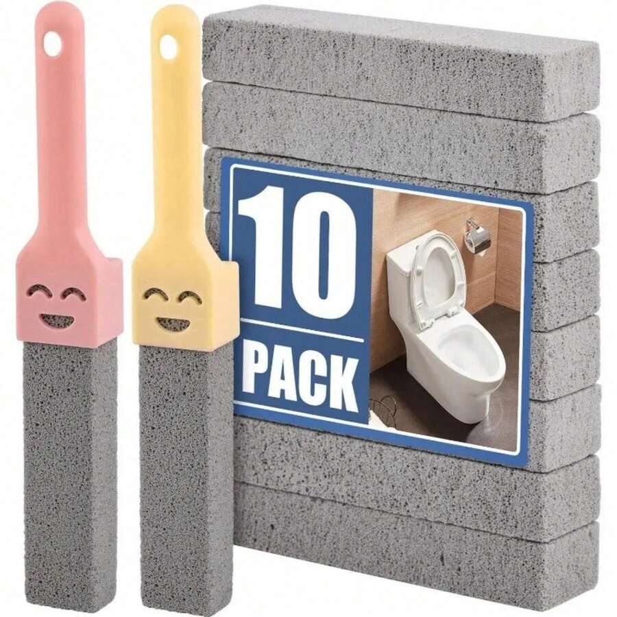 Pumice Cleaning Brush With Handle, Toilet Cleaning Brush Pumice Stick, Bathroom Cleaning Stone, Removes Limescale Stains, Hard Water Rings And Calcium Deposits, Rust Removal, Suitable For Toilet, Bathroom, Kitchen, Grill, Tiles, Cleaning Supplies - Multiple Styles - View 1
