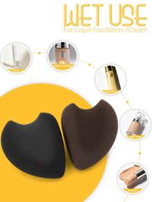 2/4/6/8/12 PCS Black & Brown Makeup Sponges, Latex Free Dual Use Wet Dry Beauty Sponges For Liquid Foundation, Cream, Powder & Concealer, Flawless Foundation Blending Applicator - Multicolor - View 9