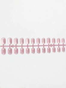 ARTAUG 24pcs Medium Oval Solid Color Gradient Pink Press-On Nails, Glossy Full Coverage Fake Nails Set, Nail Art Supplies For Women And Girls - Baby Pink - View 7