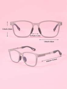 1 Pair Kids Fashion Dual-Color Silicone Non-Prescription Glasses, Suitable For 3-12 Years Old Boys And Girls, Versatile Style, Personalized Photo Posing, Comfortable And Ultra-Lightweight - Grey - View 3