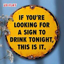 1pc Modern Quote 7.87x7.87 Inch Round Sign, Bold Text Round Aluminum Plate, Funny Slogan Metal Tin Sign - Bold Design Rustic Metal Wall Art, Metal Decor, Wall Decor Sign, Suitable For Home, Garage, Restaurant, Cafe, 2D Flat Halloween Christmas Decoration, Random Hole Position - A - View 10