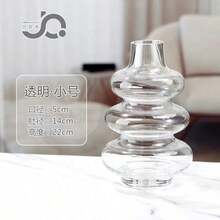 高端紋理玻璃花瓶，葫蘆造型，法式藝術裝飾 - 葫蘆小號 高22cm 透明色 - 查看 7