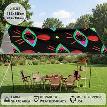 1pc Neon Tear Drop Print Sun Shade Sail, Modern Style, Large Size, UV Protection, Sturdy & Durable, Easy Installation, Suitable For Beach, Garden, Patio, Yard, Includes Rope - Multicolor - View 9