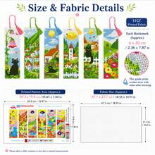 6pcs Beginner Cross Stitch Bookmark Full Material Kit, Fresh Pastoral Style Black Cat Town Landscape Print, DIY Handmade Colorful Tassel, Stress Relief Artistic Creative Gift - Multicolor - View 3