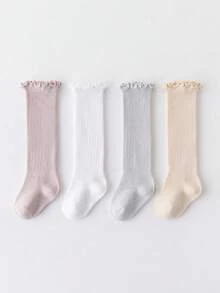 4 Pairs Baby Knee-High Socks, Thin Spring/Autumn Children's Socks - Multicolor - View 7