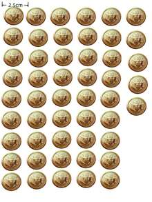 10pcs Electroplated Faux Metal Buttons, 3D Carved Seta Design, Grid Frame Touch, Suitable For Suits, Vests, Jackets, Pants, Household Items, Vintage Metal Button Set In Gold, Black, White, Yellow, Pink Colors - Gold - View 21