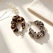 Leopard Print Phone Lanyard Wrinkled Wrist Strap Short CCD Keychain Hanging Chain Bag Charm - Multicolor - View 7
