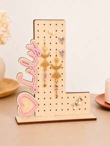 1pc Customized Wooden Letter Earring Stand, Personalized Jewelry Display Stand, Ear Stud Storage Rack, Desktop Storage Rack, Suitable For Placement On The Dressing Table. Suitable As Birthday Or Bridesmaid Gifts. - Multicolor - View 21