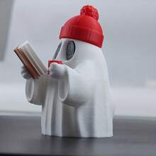 萬聖節可愛幽靈閱讀小雕像－時尚趣味收藏裝飾品，塑膠材質，適合萬聖節／聖誕節裝飾或客廳／桌面擺飾 - A - 查看 2