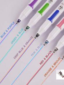 6pcs 3D Dual-Line Drawing Pens, Simultaneously Draw Two Lines Double-Line Marker Pens, Dual-Tip Colorful Marker Pens - Vibrant Dual-Line 3D Effect, Perfect For Art, Office And School Projects, Drawing Pens, Dreamy Dual-Line Colorful Marker Pens, Fluorescent Pens, Outline Pens For Note-Taking, Back To School Gift - Default - View 4
