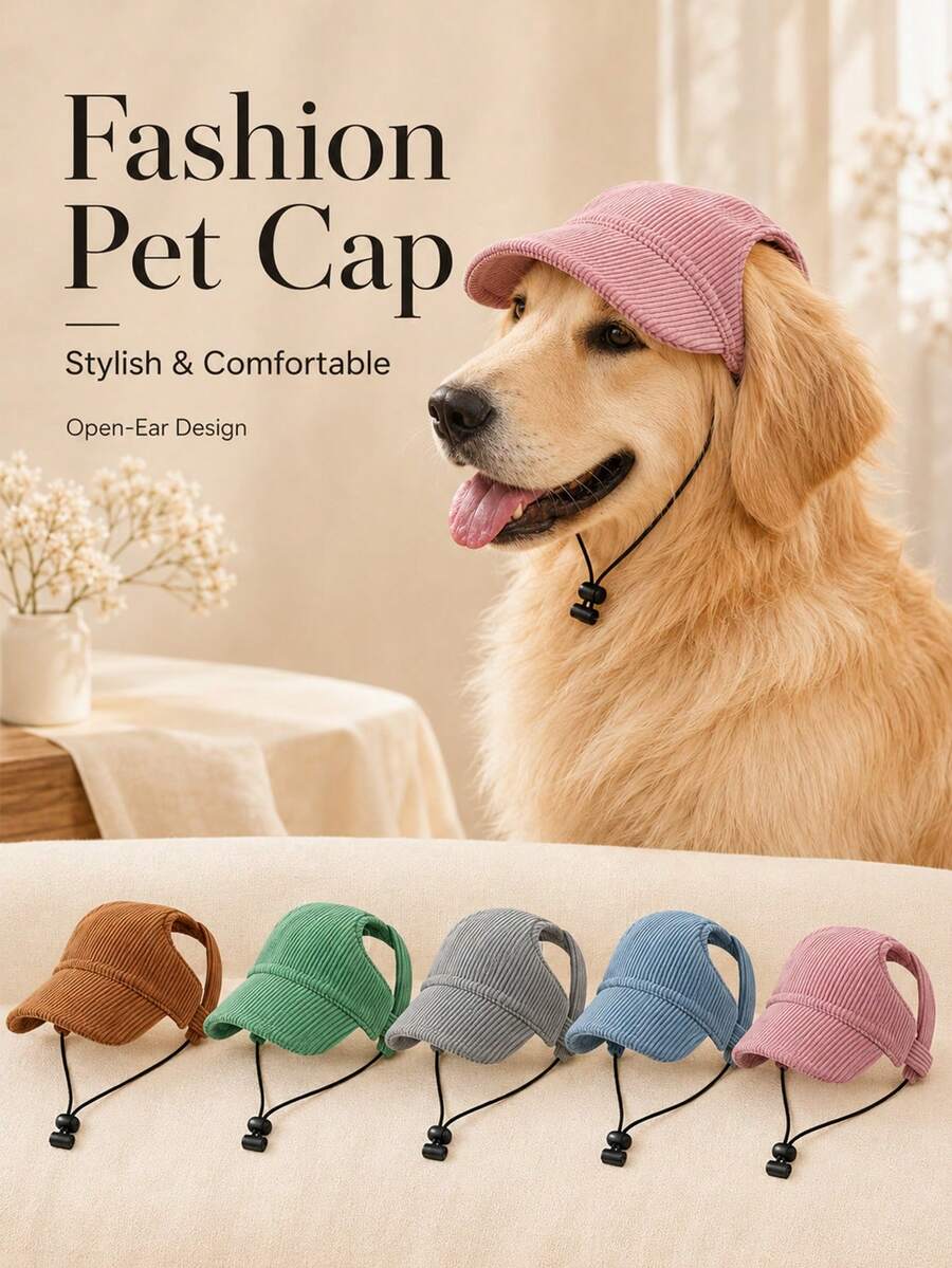 Adjustable Breathable Pet Hat, Pet Baseball Cap With Ear Holes, Dog Baseball Cap, Multi-Color Sun Hat Designed For Pets