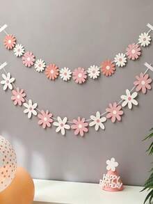 Gradient Small Daisy Flower Garland Birthday Party Scene Decoration Swallowtail Flag, 2 Pieces/Set 1PC/BAG - Daisy Bunting - View 3