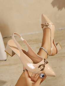 Sandalias de tacón alto con punta elegante y de moda para adolescentes Y3JV - Beis 3 - Ver 2