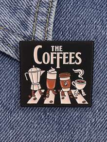 1pc Cartoon Coffee Pattern Brooch, Fun Metal Badge, Creative Decorative Brooch, Suitable For Backpacks, Suitable For Men And Women Daily Wear - Multicolor - View 2