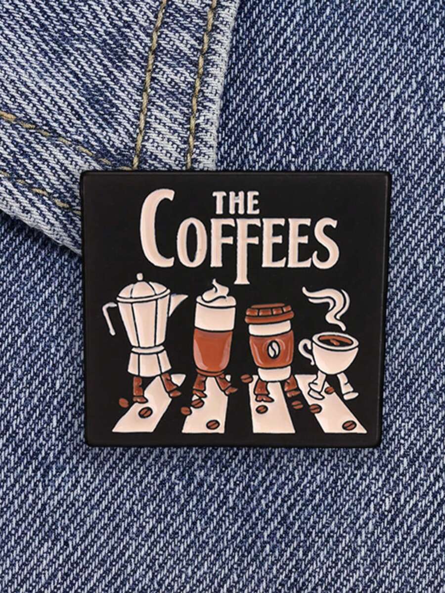 1pc Cartoon Coffee Pattern Brooch, Fun Metal Badge, Creative Decorative Brooch, Suitable For Backpacks, Suitable For Men And Women Daily Wear