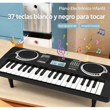 Teclado de piano infantil mejorado de 37 teclas con micrófono, instrumento musical portátil, adecuado para niños y niñas de 3 a 6 años, una opción ideal para regalos de cumpleaños y Navidad, que ayuda a su hijo a desarrollar su talento musical desde una edad temprana (tres colores disponibles). caliente - Azul - Ver 4