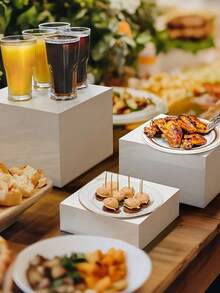 1/6pcs Acrylic Buffet Display Stand, Food Display Tray, Suitable For Buffet Table, Hollow Base Dessert Cube Box, White Cube Desktop Storage Rack, Suitable For Party, Wedding And Other Holiday Dessert And Cake Display - Multicolor - View 8