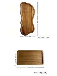 1PC Luxury Wooden Tray, Kitchen Essential, Tray With Storage Function, Kitchen Accessory, Home Decor Living Room, Autumn Home Decor, Classroom Essential, Halloween Decoration, Party Decoration - Khaki - View 9