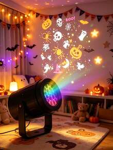 Night Light,Kids Room Decor,Halloween Projector Light - 16 Color Pattern Atmosphere Light. USB Plug And Play. 16 Projection Modes. Adjustable Angle, Freely Positionable. Suitable For Bedroom Headboard, Living Room, Bar, Cafe And Holiday Party Decorative Lighting,Baby,Uni Room Things,Baby Essentials,Projector - Black - View 5