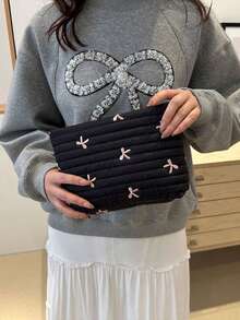 Nicekee Simple And Atmospheric Retro Practical Texture Quilted Clutch With Butterfly Print Design, Suitable For Outdoor Camping And Short Trips. - Multicolor - View 4
