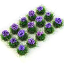 15 Peças Mini Tufos de Grama Estática com Aglomerados de Flores Coloridas, Kit de Modelo de Cenário Floral em Miniatura, Acessórios de Paisagem DIY para Modelos Militares de Wargaming, Layouts de Ferrovias de Trem, Jardins de Fadas de Casa de Bonecas, Decoração de Artesanato de Micro Paisagem - Multicolorido - Visão 15