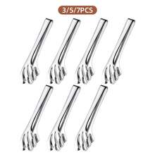 3/5/7pcs Mini Stainless Steel Food Tongs, Silver Hand-Shaped Candy Clips, Reusable Small Clips For Coffee Sugar Cubes, Desserts, Fruits, Snacks, Buffet Parties - View 7