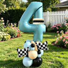 32 Light Blue Balloons With Numbers And Racing Flag Patterns, Multiple Sizes, Matte Latex Material, Suitable For 1st Birthday Party, Themed Birthday Celebration, Outdoor Lawn Birthday Decoration And Living Room Or Bedroom Decor - View 7